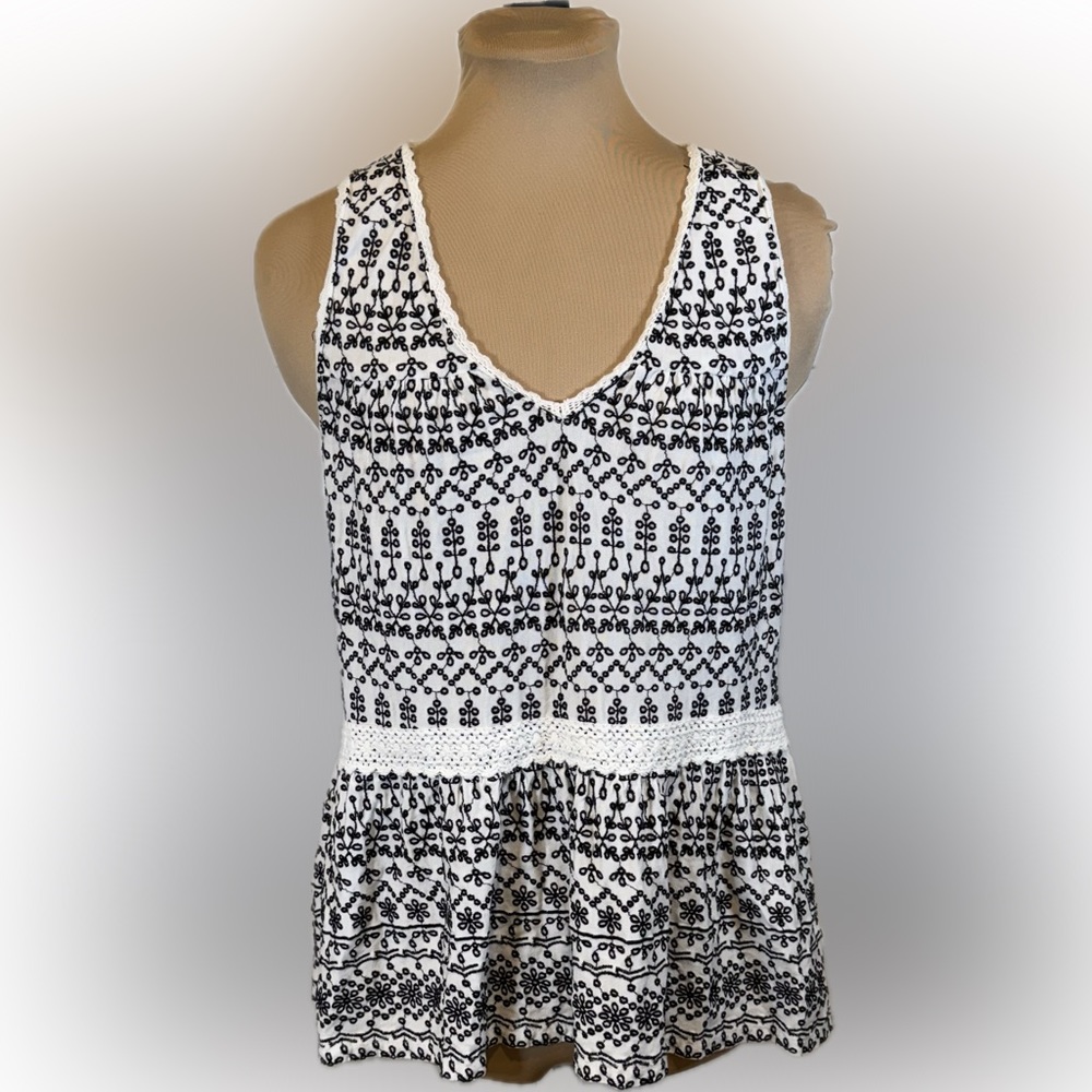 Maeve Anthropologie Cammie Embroidered Peplum Sleeveless top